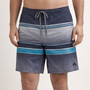 Trinity Mens Swim Shorts Size 36 Gray Blue Horizontal Stripes Summer